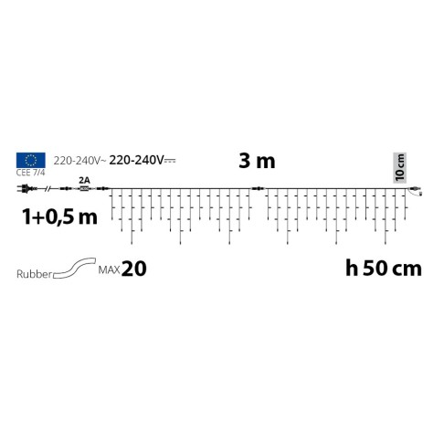 LED висулки Icicle – 3 м, топла бяла светлина, уютен ефект
