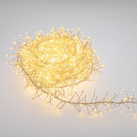 Премиум LED клъстър гирлянд 10м - 2400 LED топло бяло, с блясък